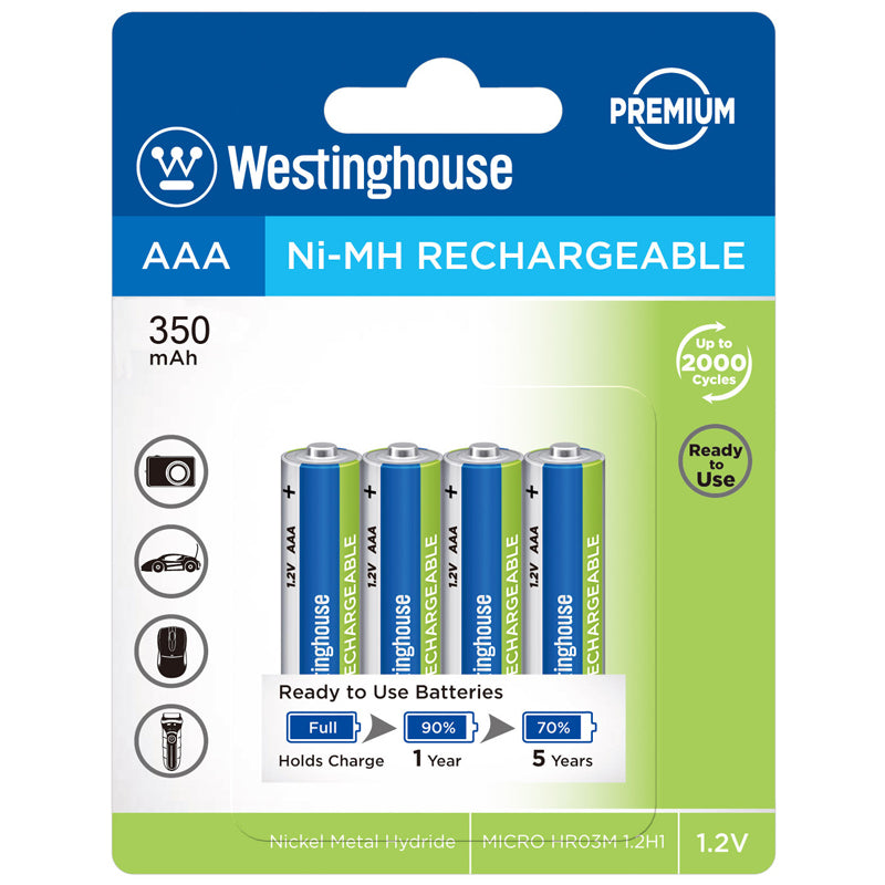 Westinghouse Always Ready AAA Ni-Mh 350mah Solar Rechargeable 4pk