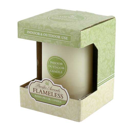 Resin Flameless 3" x 3.75" Ivory Pillar Candle With Melted Top