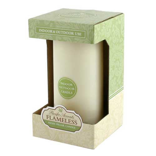 Resin Flameless 3" x 5.75" Ivory Pillar Candle With Melted Top