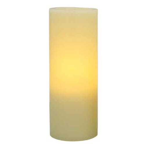 Flameless 3" x 8" Flat Top Ivory Wax Pillar Candle