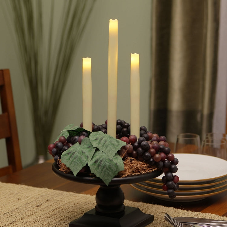Flameless LED 9" Ivory Wax Taper Candles - Set of 2