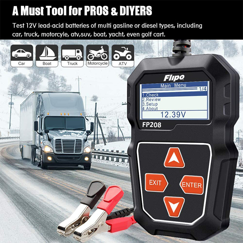 Flipo Battery Digital Battery Tester, for Automobiles & Motorsport Batteries