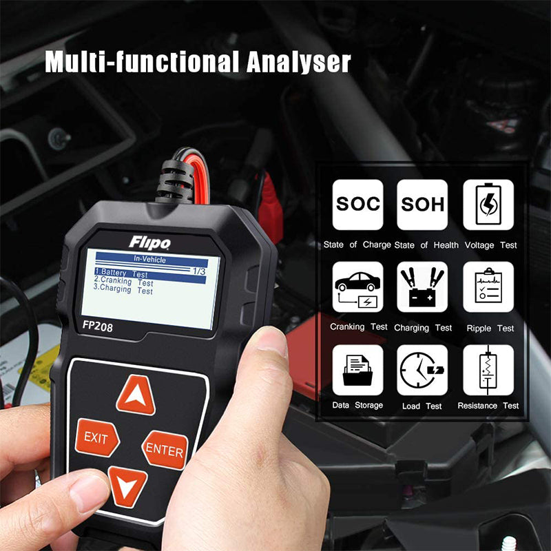 Flipo Battery Digital Battery Tester, for Automobiles & Motorsport Batteries
