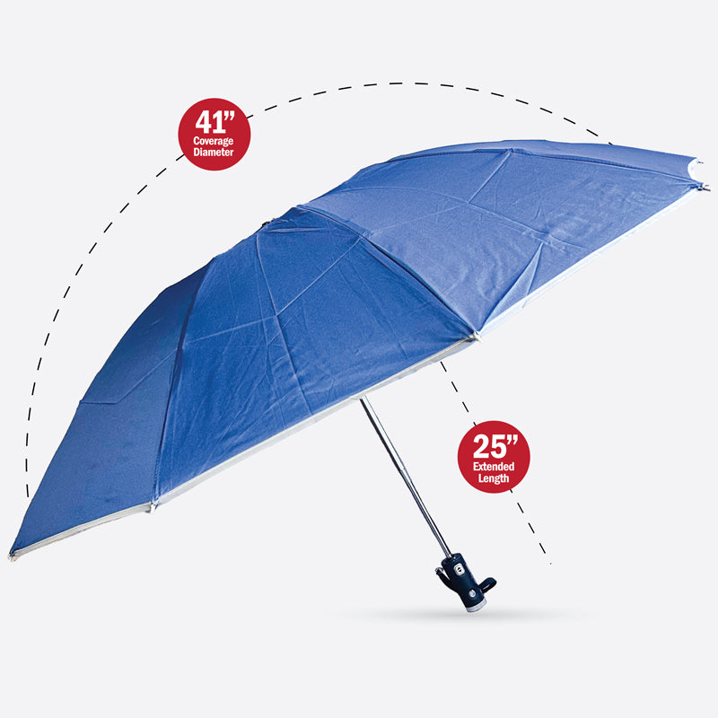 41" Reverse Folding Windproof Pocket Umbrella With LED Flashlight