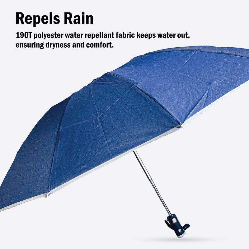 41" Reverse Folding Windproof Pocket Umbrella With LED Flashlight