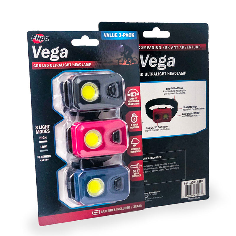 Vega 200 COB LED Ultralight 3-Pack Headlamps