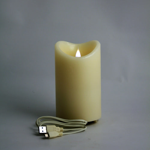 3.5" x 6.5" Ivory Wax Bluetooth Candle with 3D Moving Flame