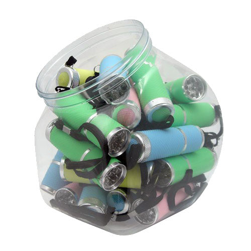 9 LED Glow-In-Dark Flashlight, 24 Piece Jar