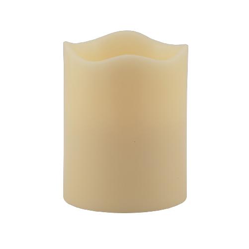 Flameless 4" x 5" Melted Top Ivory Wax Pillar Candle