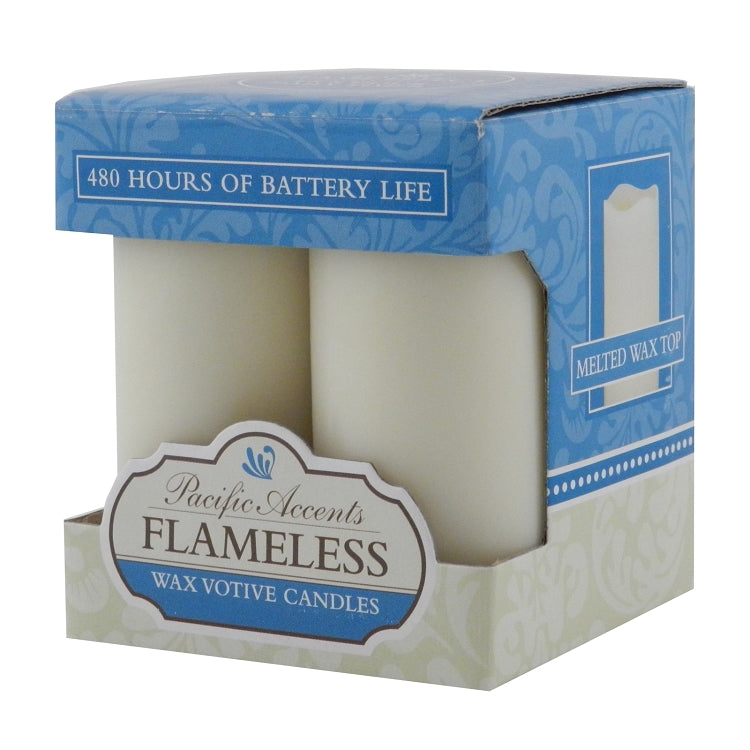 Flameless LED Votive Candles with Timer - Set of 4