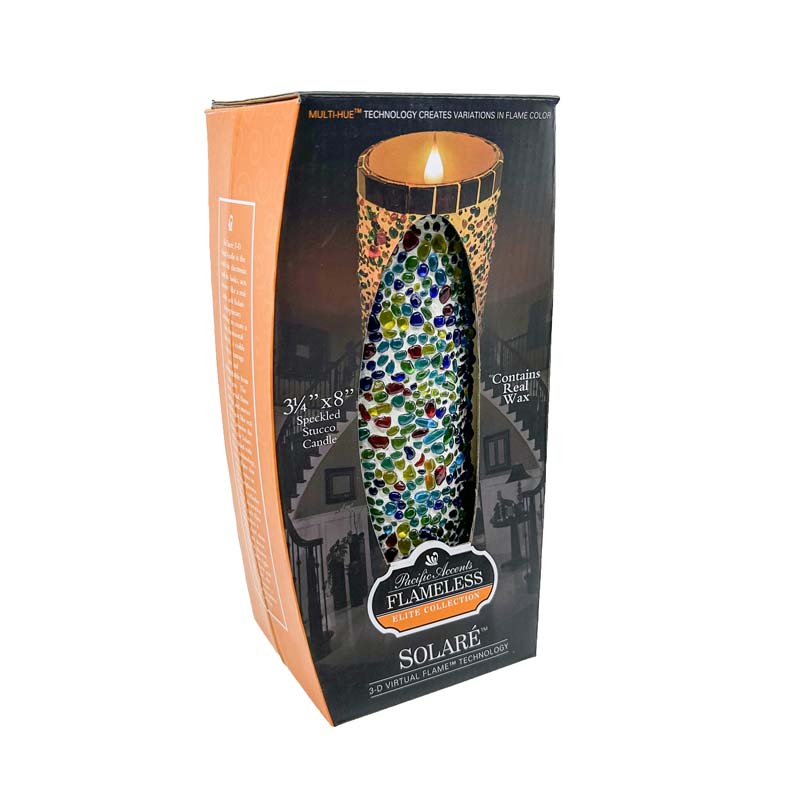 Solare 3D Virtual Flame Candles with Color-Hue Technology Speckled Stucco