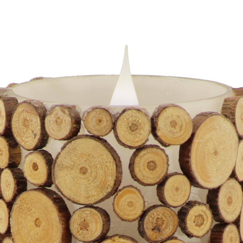 Solare 3D Virtual Flame Candles with Color-Hue Technology Wood