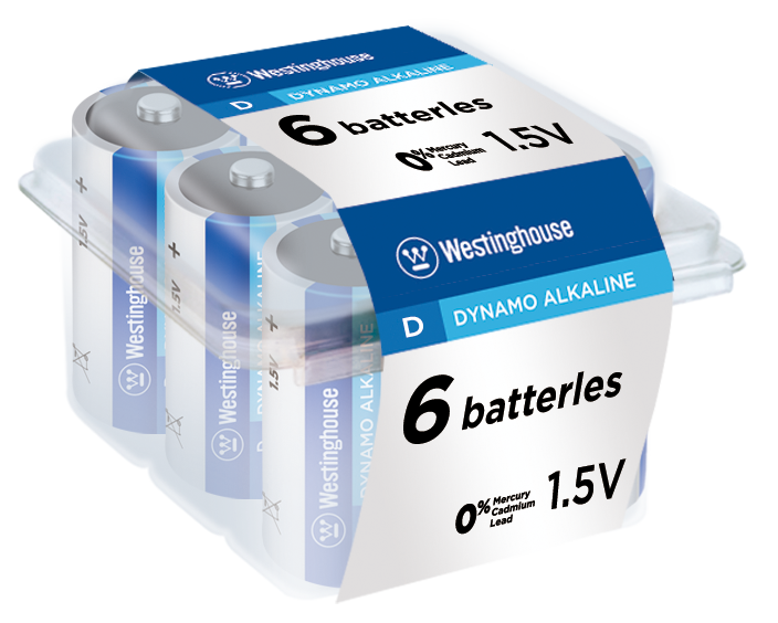 Westinghouse Dynamo Alkaline D 6 Pack